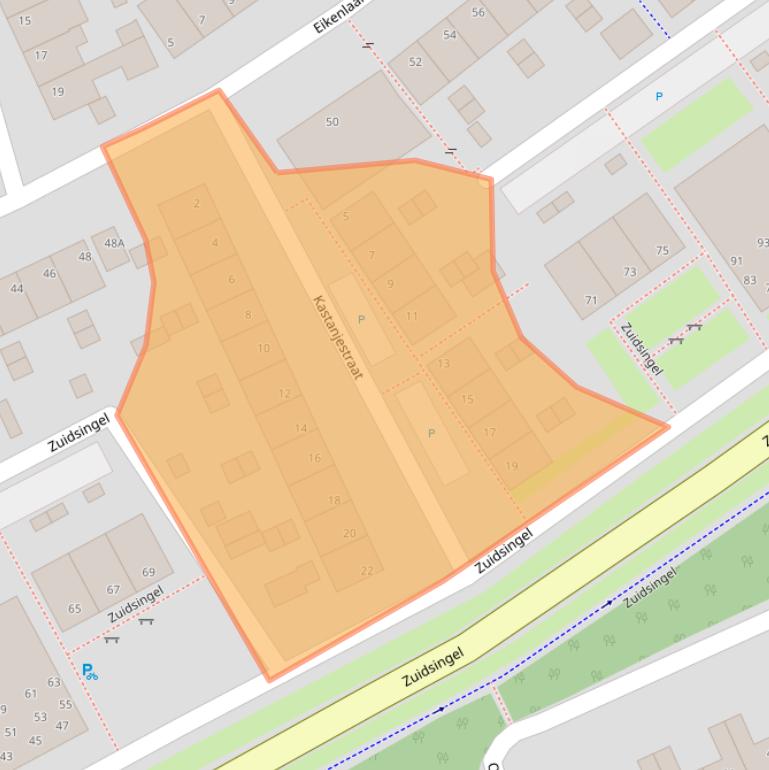 Kaart van postcodegebied 5802CZ.