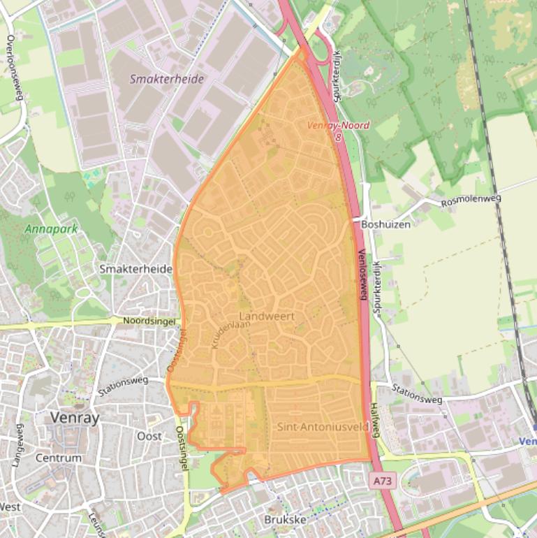 Kaart van postcodegebied 5803.