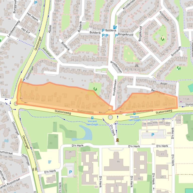 Kaart van postcodegebied 5803AA.