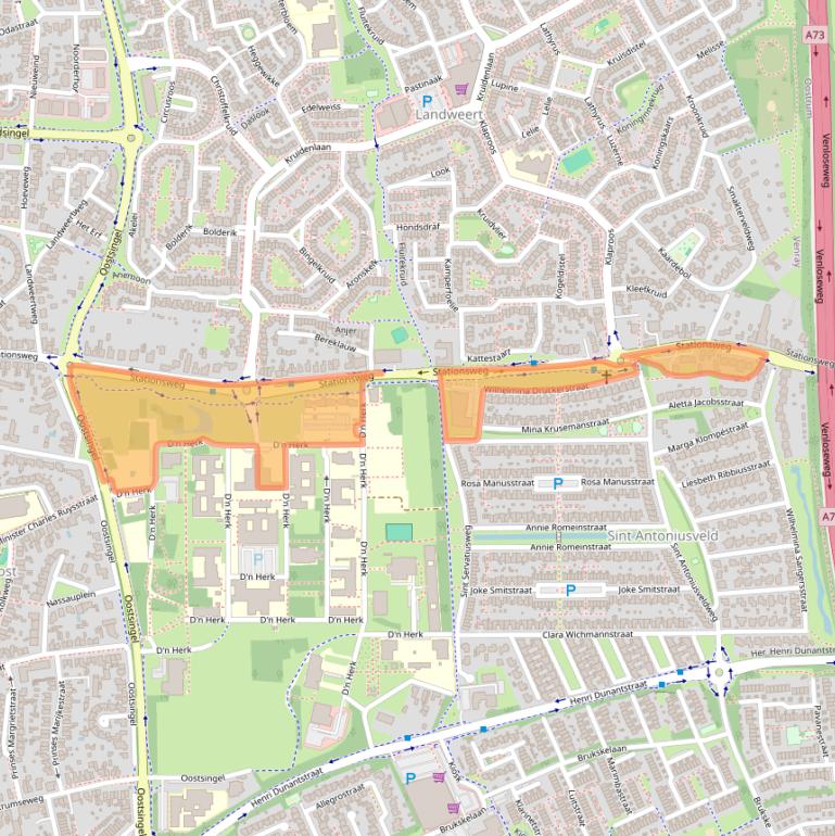Kaart van postcodegebied 5803AC.