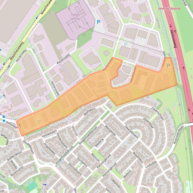 Kaart van postcodegebied 5803AM.