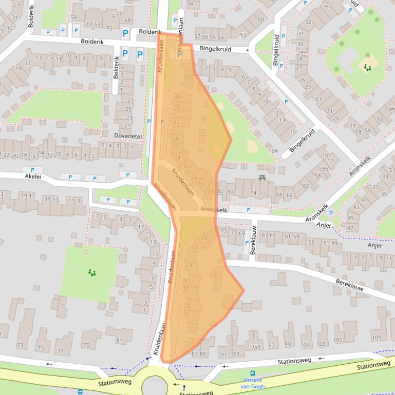 Kaart van postcodegebied 5803BB.