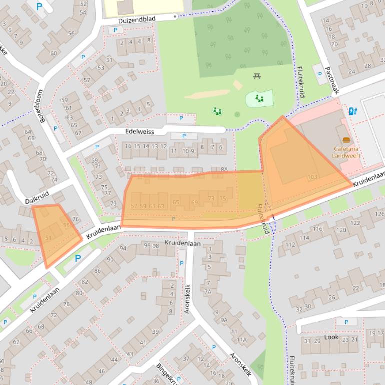 Kaart van postcodegebied 5803BE.