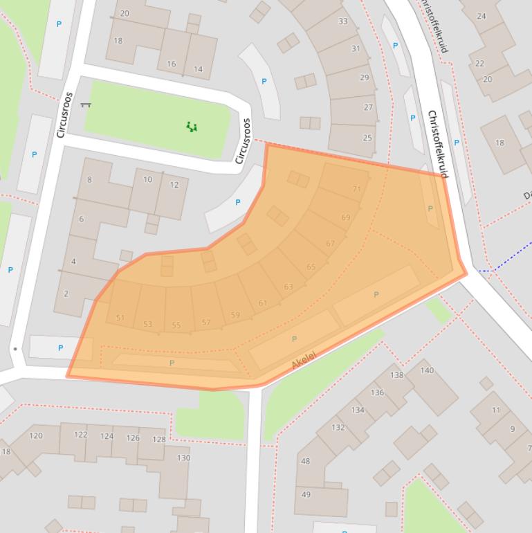 Kaart van postcodegebied 5803CE.