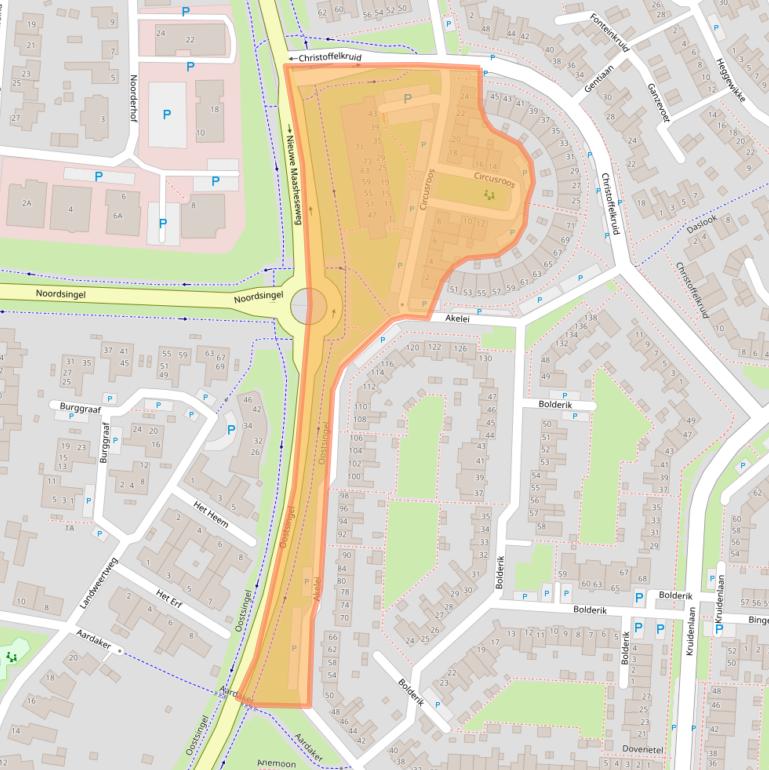 Kaart van postcodegebied 5803CG.