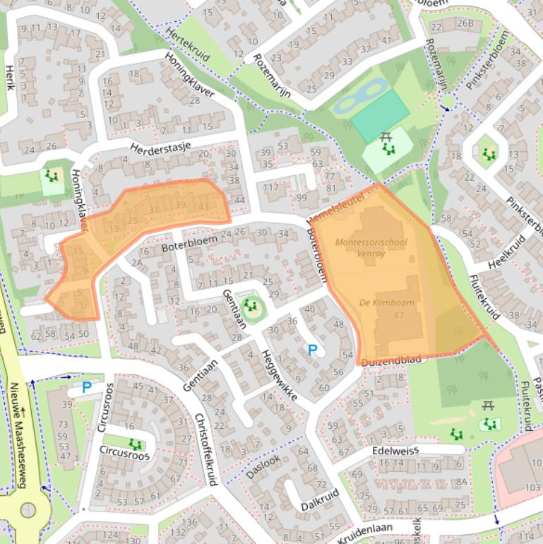Kaart van postcodegebied 5803CN.