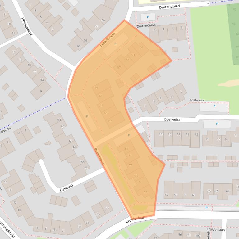 Kaart van postcodegebied 5803CP.