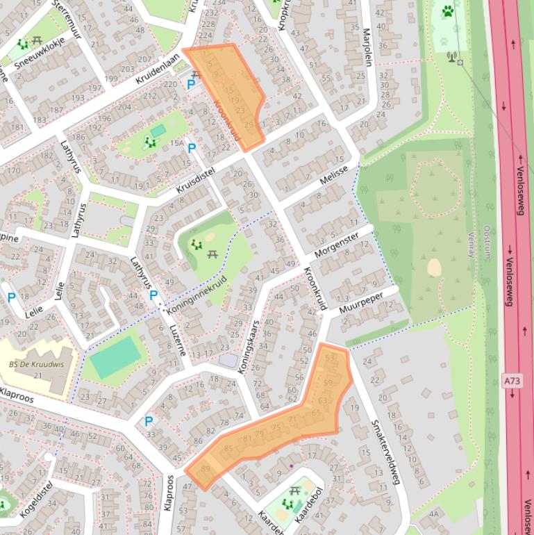 Kaart van postcodegebied 5803JG.