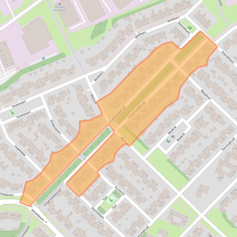 Kaart van postcodegebied 5803KT.