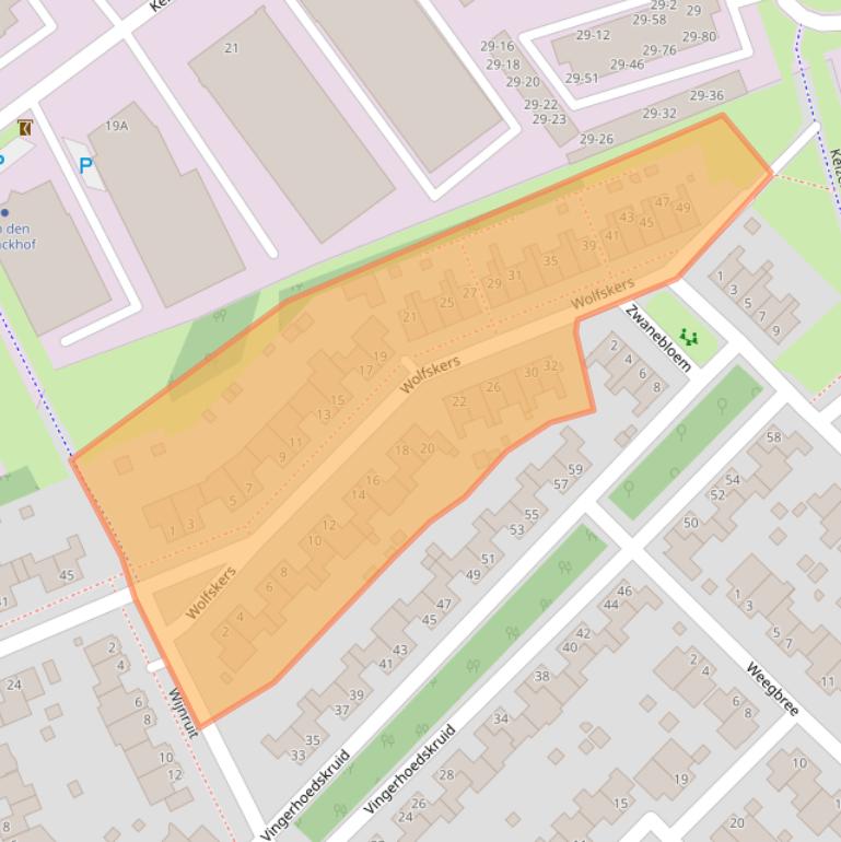 Kaart van postcodegebied 5803LX.