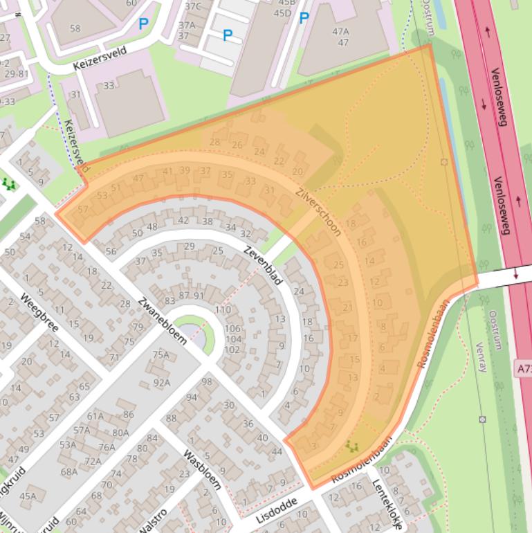 Kaart van postcodegebied 5803MA.