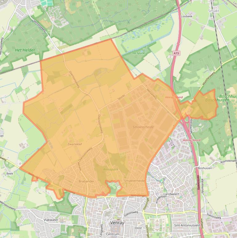Kaart van postcodegebied 5804.