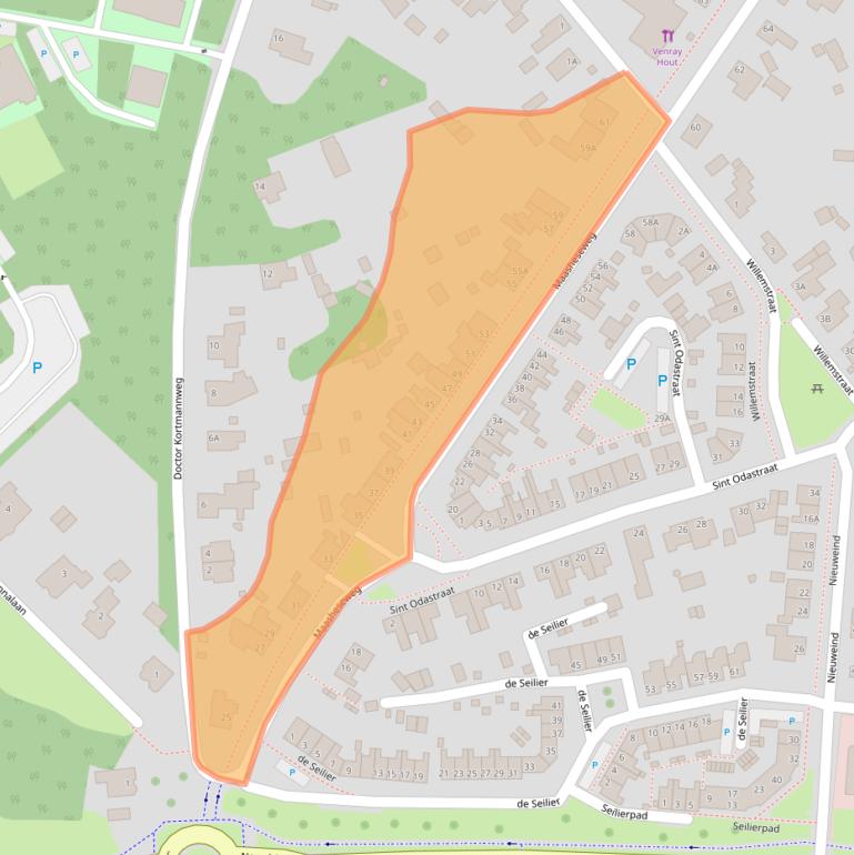 Kaart van postcodegebied 5804AA.