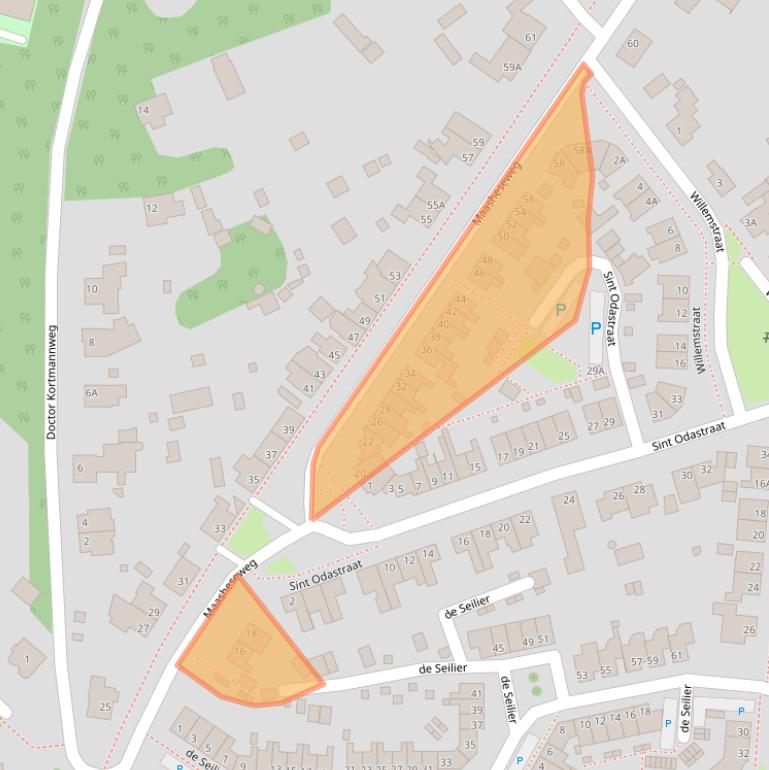 Kaart van postcodegebied 5804AC.
