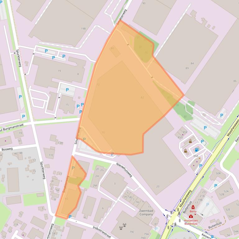 Kaart van postcodegebied 5804AH.