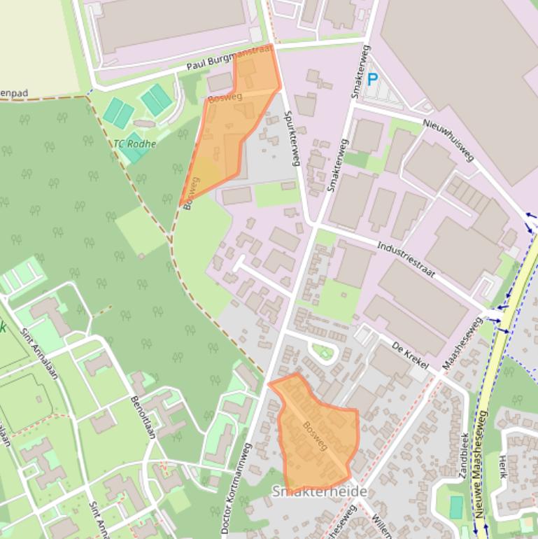 Kaart van postcodegebied 5804AK.