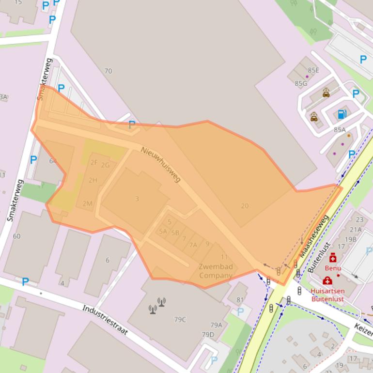 Kaart van postcodegebied 5804AN.