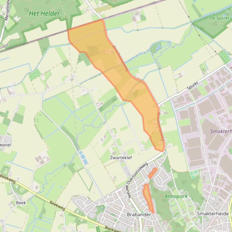 Kaart van postcodegebied 5804AT.