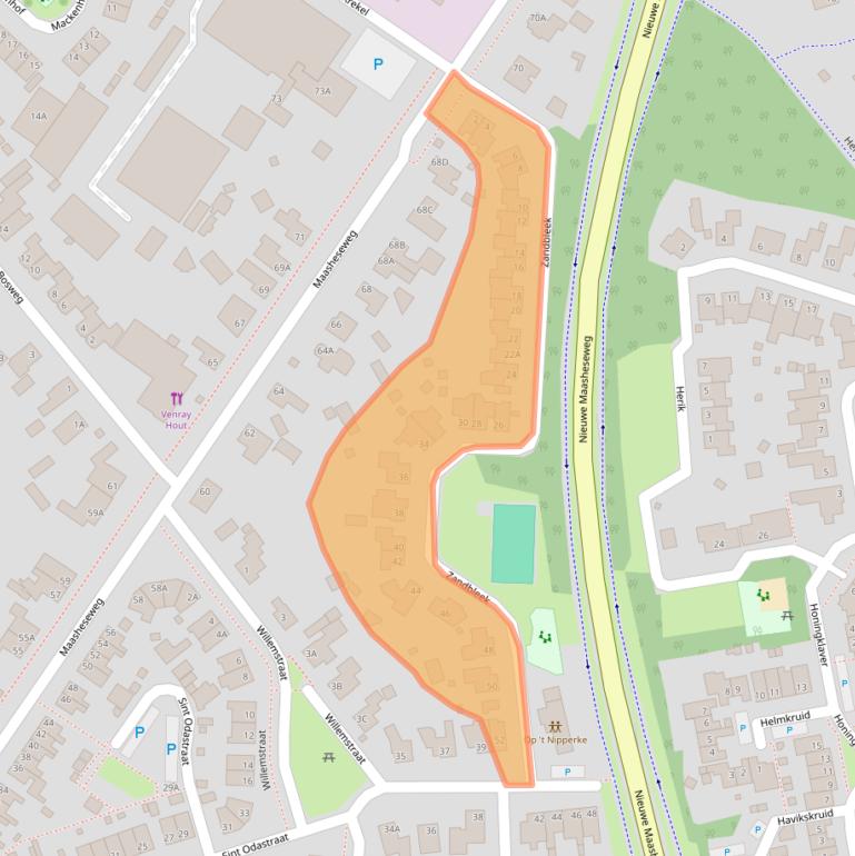 Kaart van postcodegebied 5804AZ.