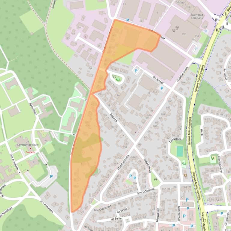 Kaart van postcodegebied 5804BA.