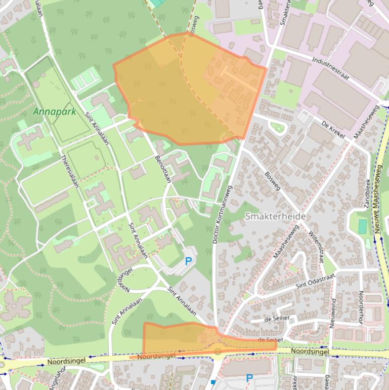 Kaart van postcodegebied 5804BB.