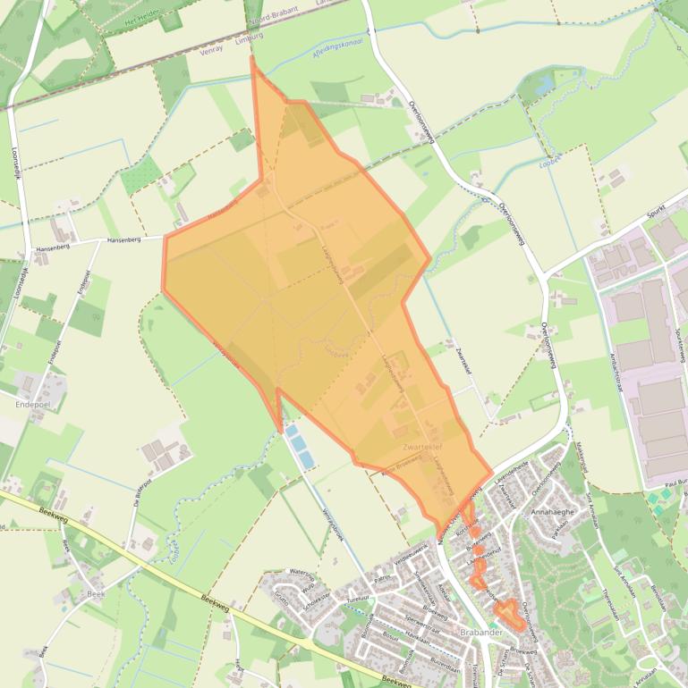 Kaart van postcodegebied 5804BJ.