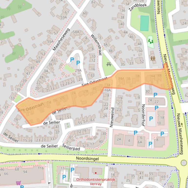 Kaart van postcodegebied 5804BN.