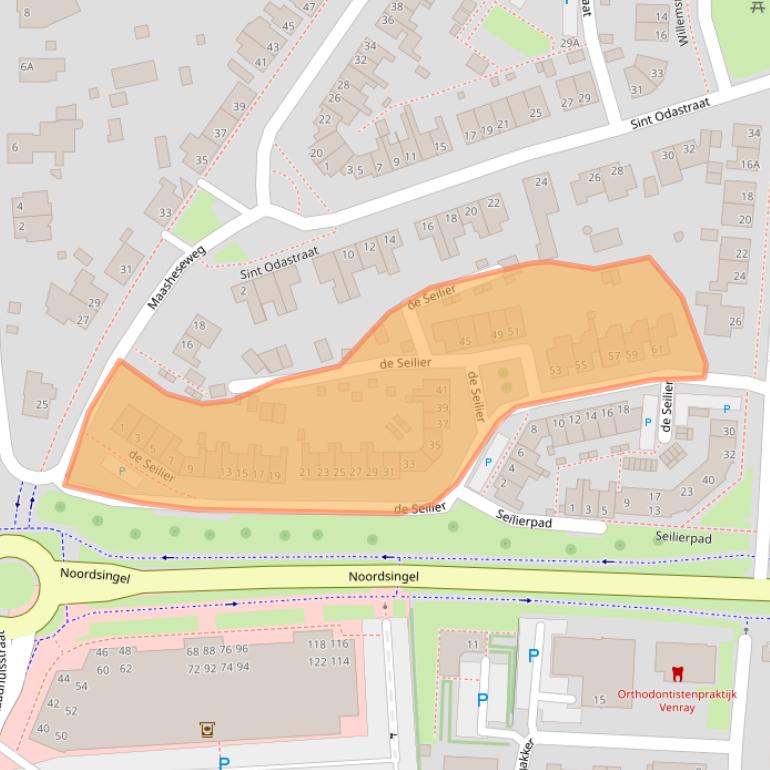 Kaart van postcodegebied 5804BX.