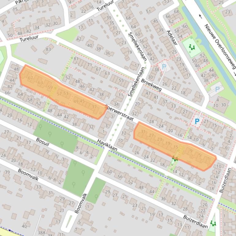 Kaart van postcodegebied 5804VC.