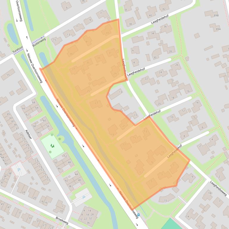 Kaart van postcodegebied 5804XB.