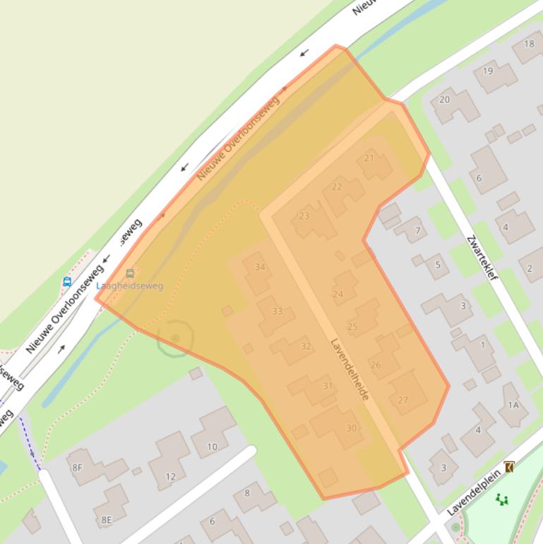 Kaart van postcodegebied 5804XE.