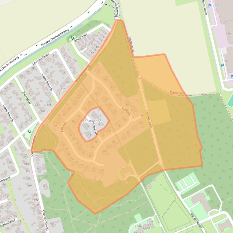 Kaart van postcodegebied 5804XK.