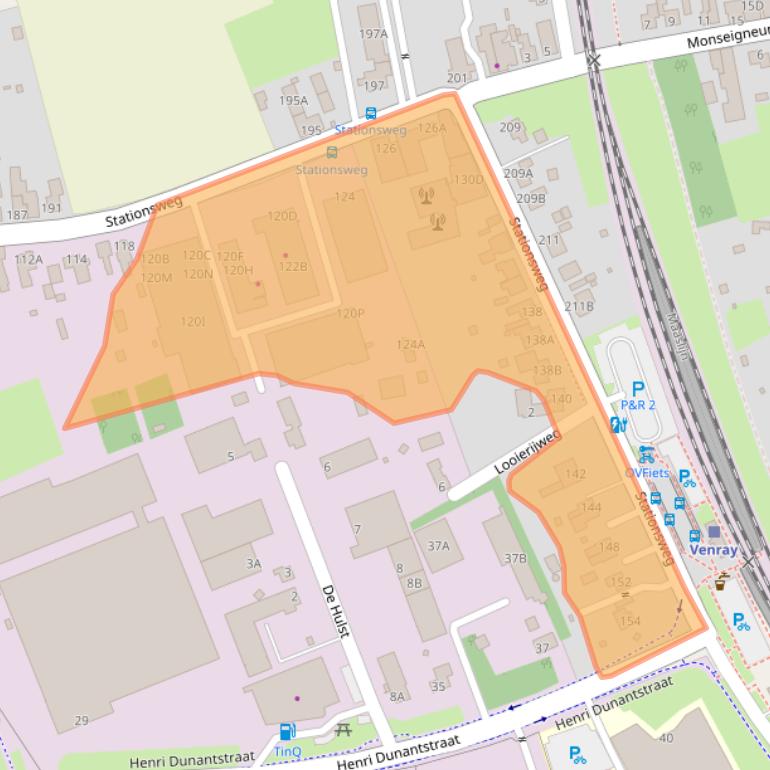 Kaart van postcodegebied 5807AD.