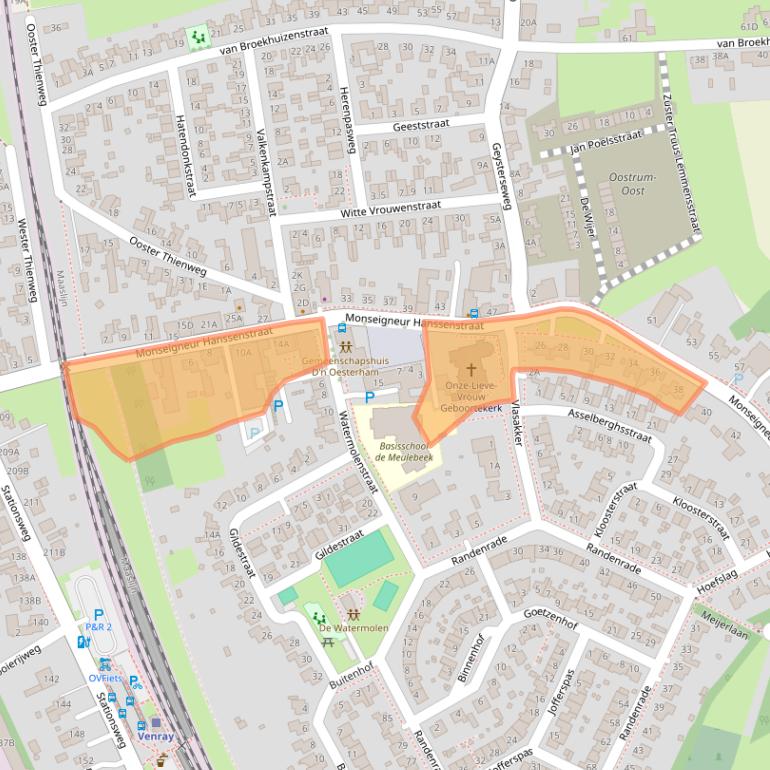 Kaart van postcodegebied 5807BD.