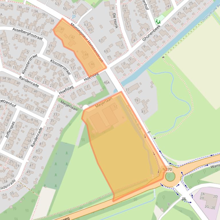 Kaart van postcodegebied 5807BE.