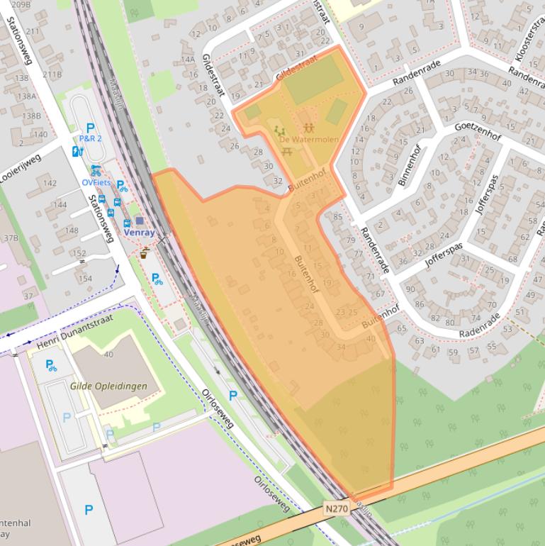 Kaart van postcodegebied 5807BW.