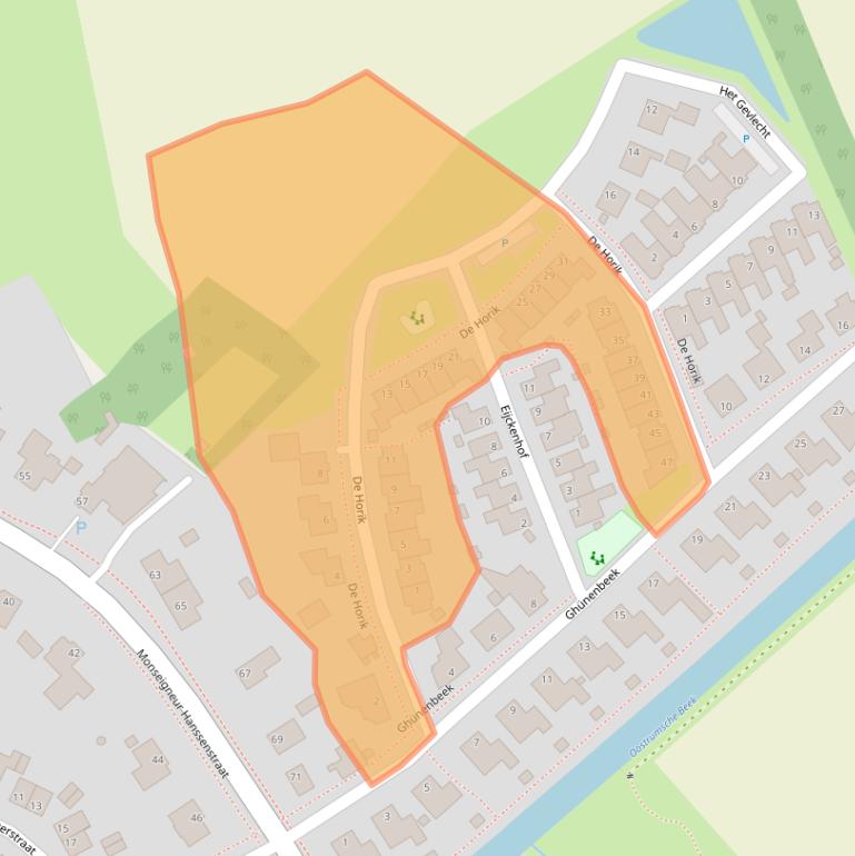 Kaart van postcodegebied 5807CJ.