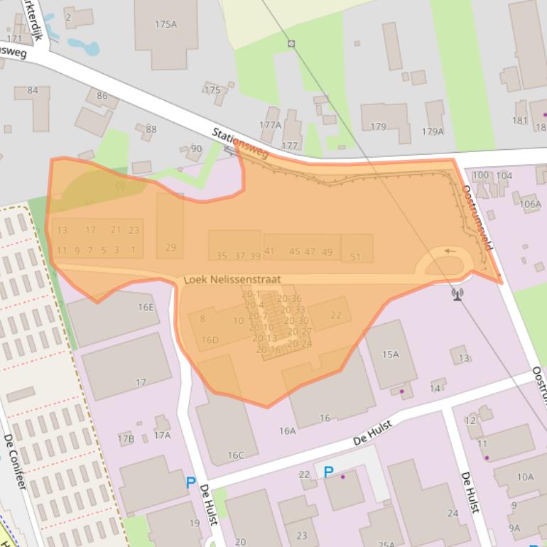 Kaart van postcodegebied 5807GT.