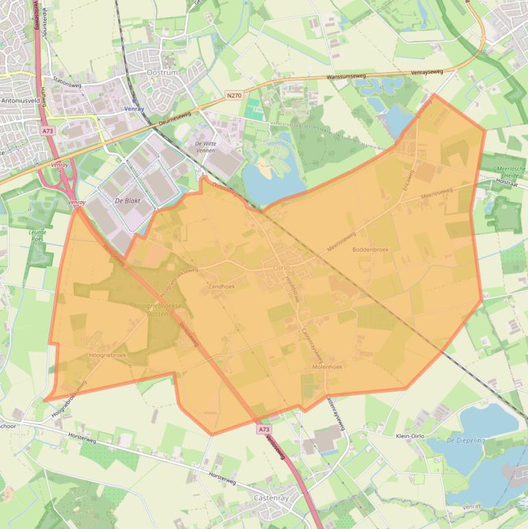 Kaartafbeelding, ingezoomd op postcodegebied 5808.