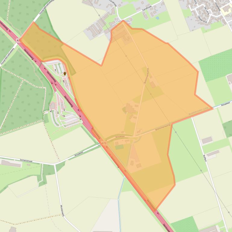 Kaart van postcodegebied 5808AD.