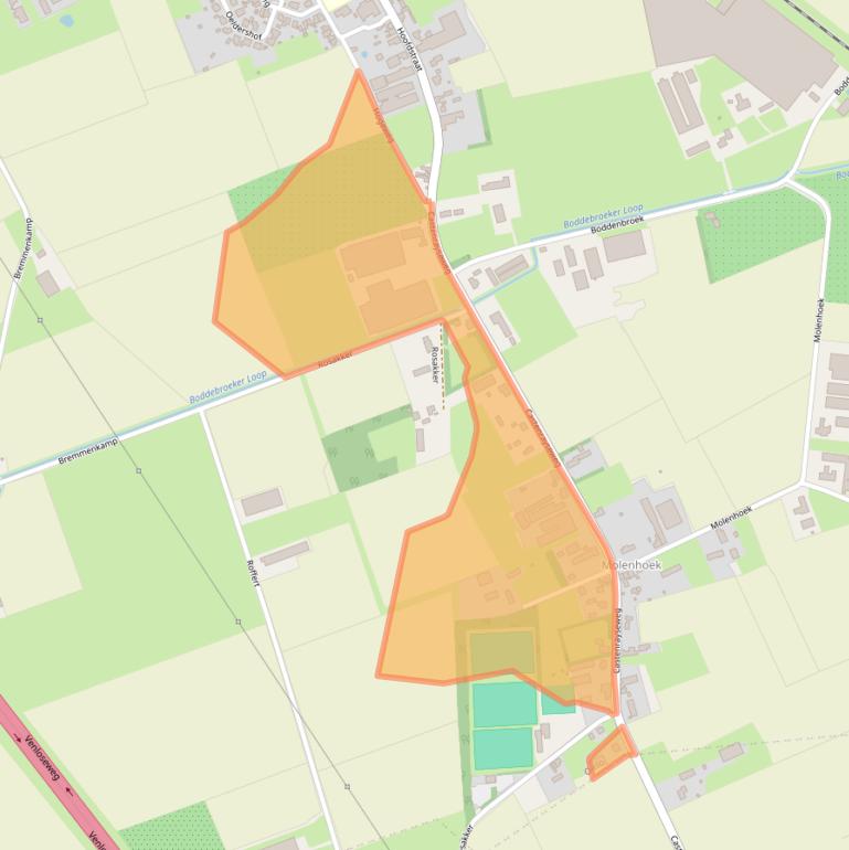 Kaart van postcodegebied 5808AG.