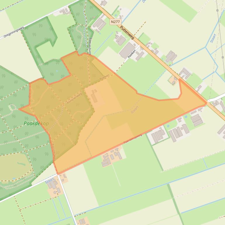 Kaart van postcodegebied 5813BE.