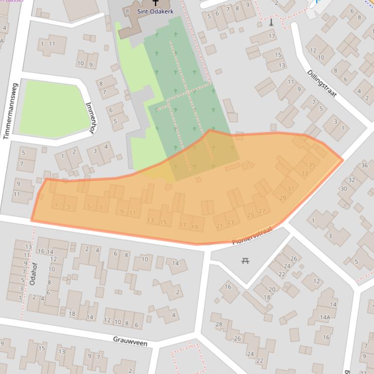 Kaart van postcodegebied 5813BW.