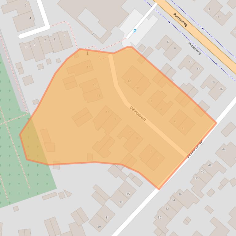 Kaart van postcodegebied 5813CB.