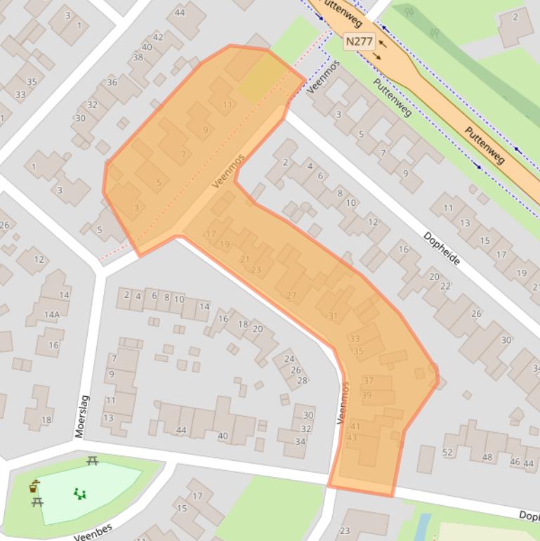 Kaart van postcodegebied 5813CL.