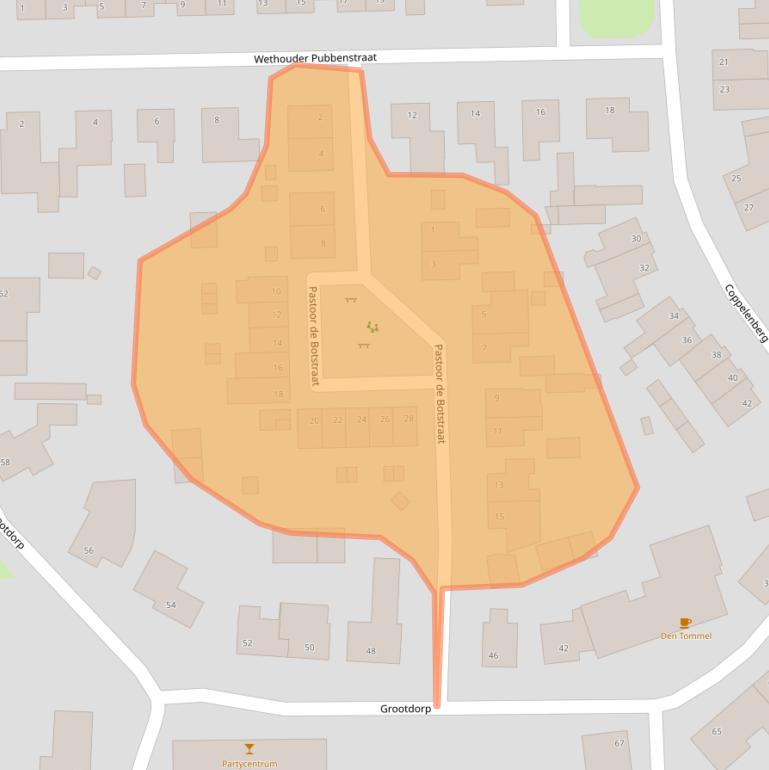 Kaart van postcodegebied 5815AM.