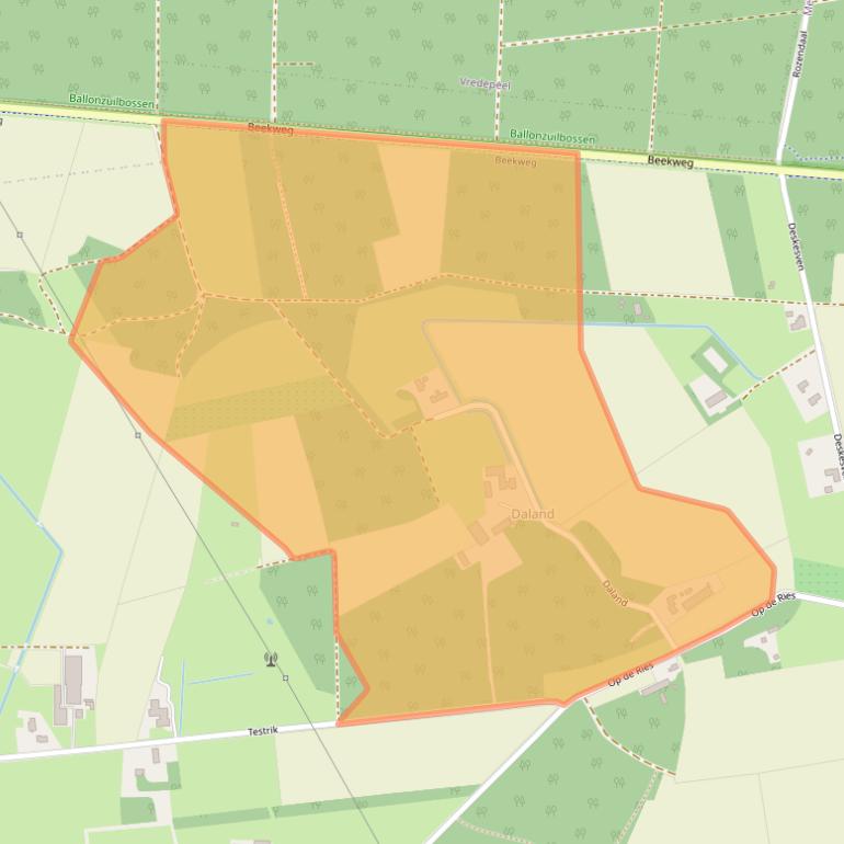 Kaart van postcodegebied 5815CJ.