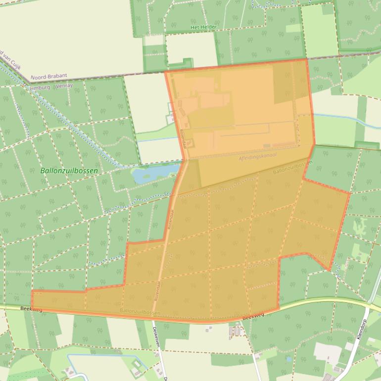 Kaart van postcodegebied 5815CP.