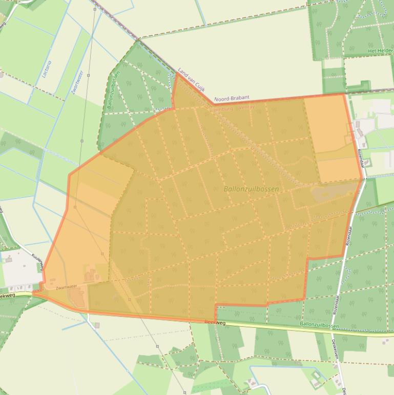 Kaart van postcodegebied 5816AA.