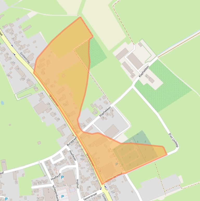 Kaart van postcodegebied 5821AB.